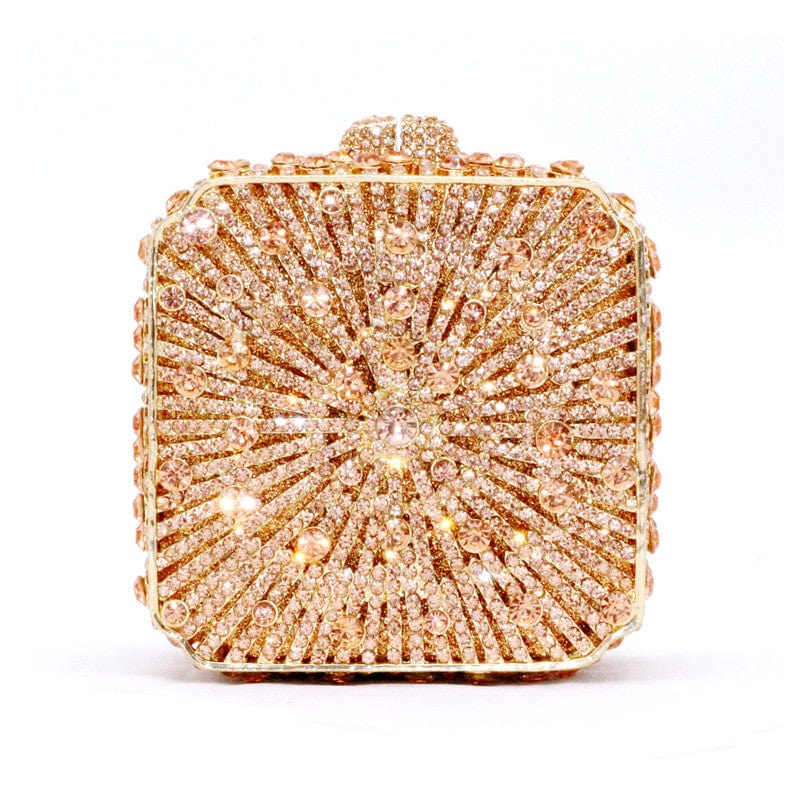 Double Sided Hollow Out Full Crystal Mini Box Clutch Evening Purse bags WAAMII