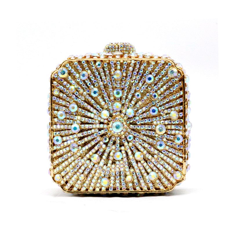 Double Sided Hollow Out Full Crystal Mini Box Clutch Evening Purse bags WAAMII