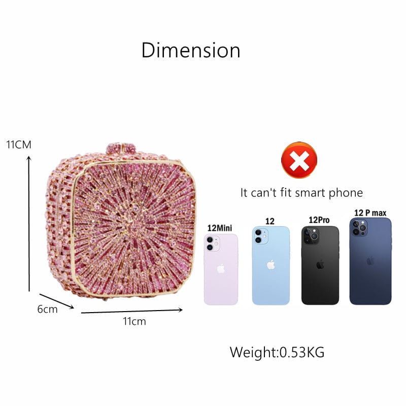 Double Sided Hollow Out Full Crystal Mini Box Clutch Evening Purse - - Luxury bags by WAAMII