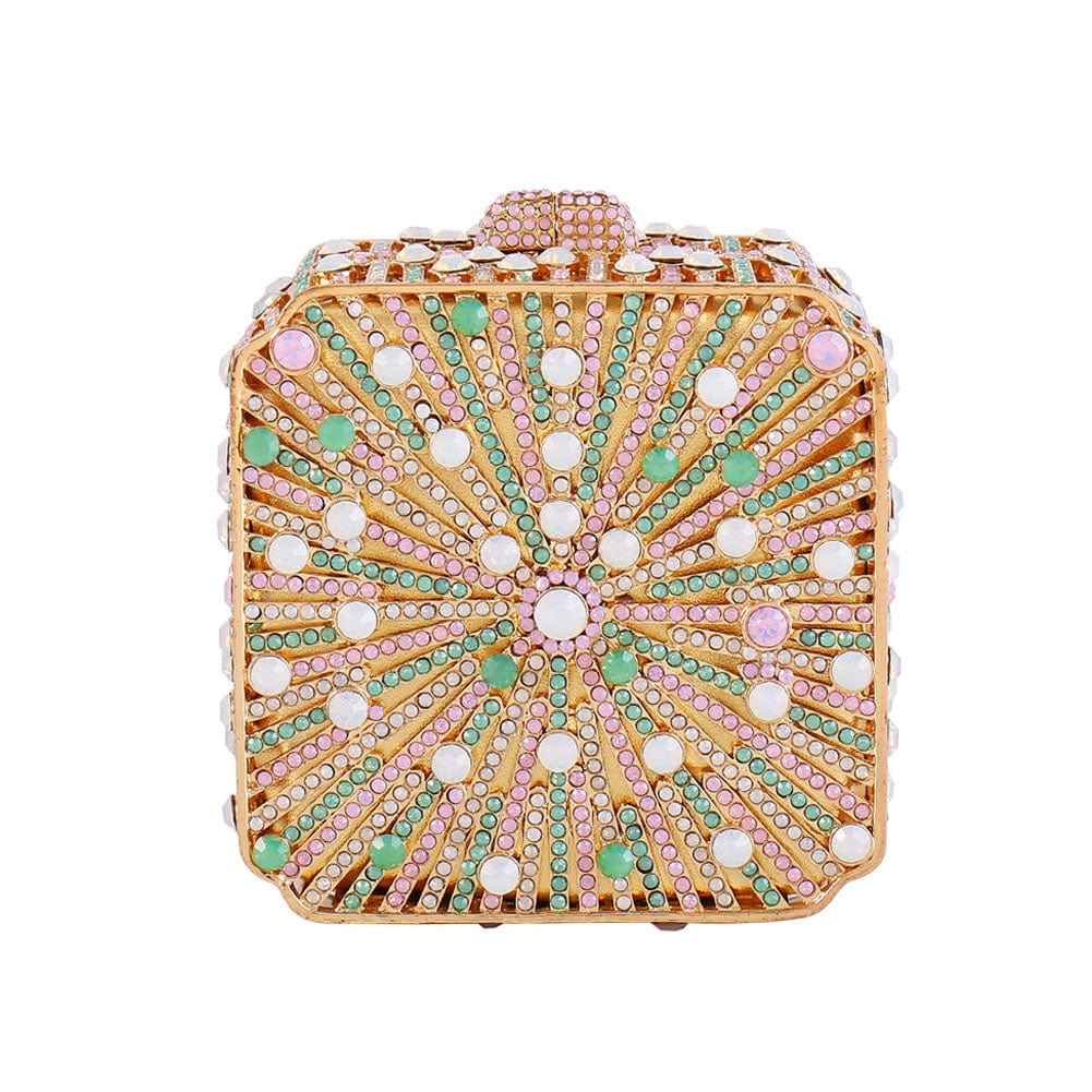 Double Sided Hollow Out Full Crystal Mini Box Clutch Evening Purse bags WAAMII Opal AB  