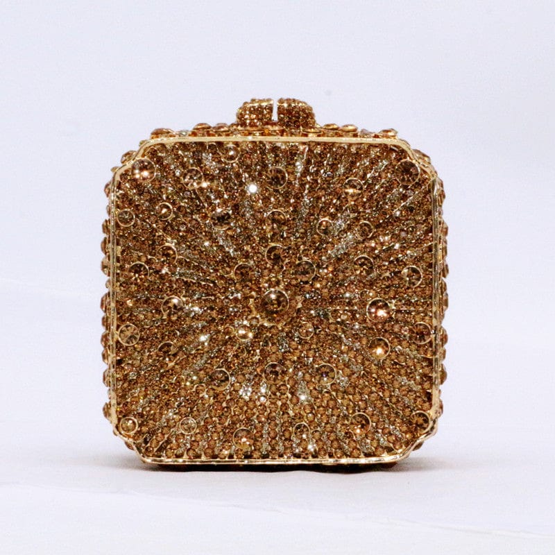 Double Sided Hollow Out Full Crystal Mini Box Clutch Evening Purse bags WAAMII