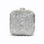 Double Sided Hollow Out Full Crystal Mini Box Clutch Evening Purse bags WAAMII Silver AB