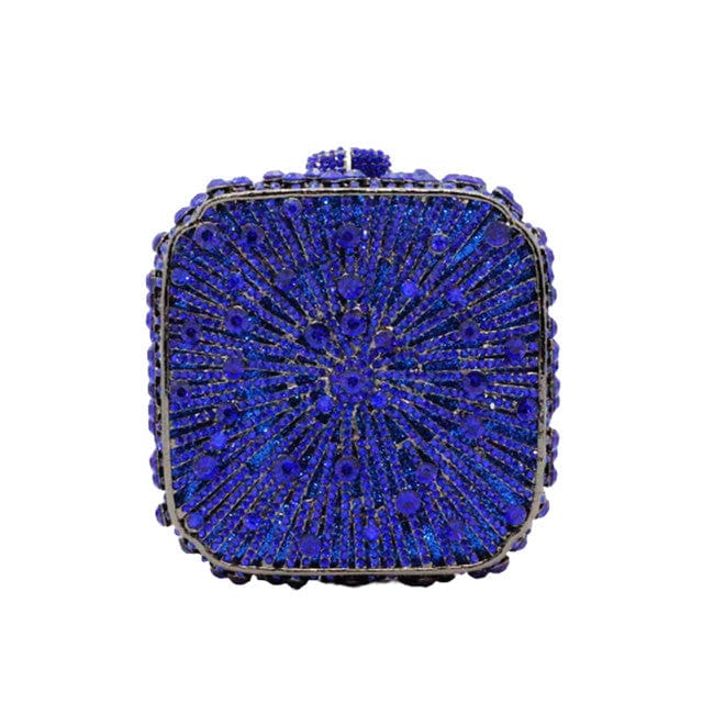 Double Sided Hollow Out Full Crystal Mini Box Clutch Evening Purse - royal blue - Luxury bags by WAAMII