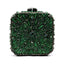 Double Sided Hollow Out Full Crystal Mini Box Clutch Evening Purse bags WAAMII green  
