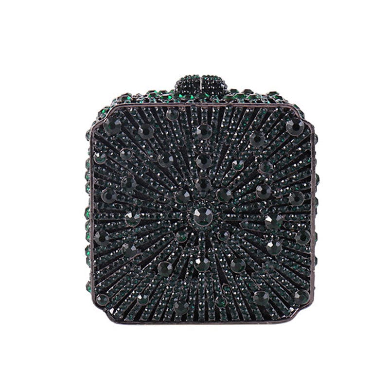 Double Sided Hollow Out Full Crystal Mini Box Clutch Evening Purse bags WAAMII black