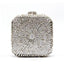 Double Sided Hollow Out Full Crystal Mini Box Clutch Evening Purse - silver - Luxury bags by WAAMII