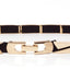 Elastic Metallic Mirror Gold Black Tone Thin Waist Belt - - Luxury Accessories by WAAMII