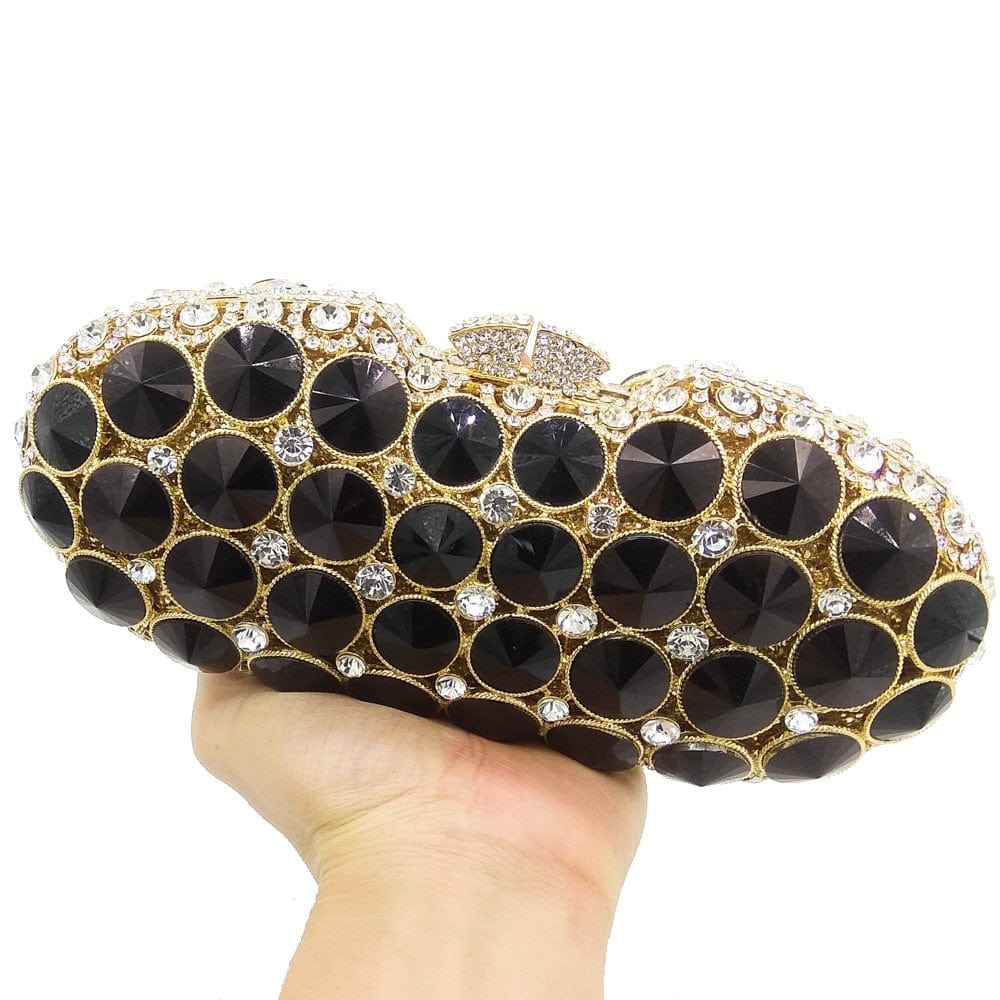 Elegant Black Crystal Diamond Evening Clutch - - Luxury bags by WAAMII
