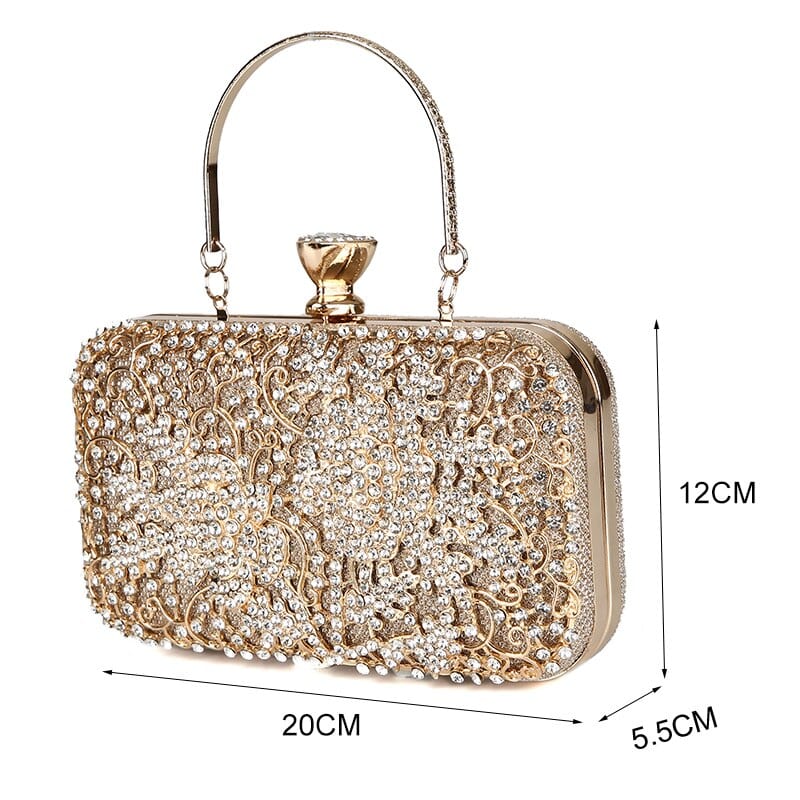 Elegant Crystal Hollow Out Metal Clutch Bag Ladies Purse - - Luxury bags by WAAMII