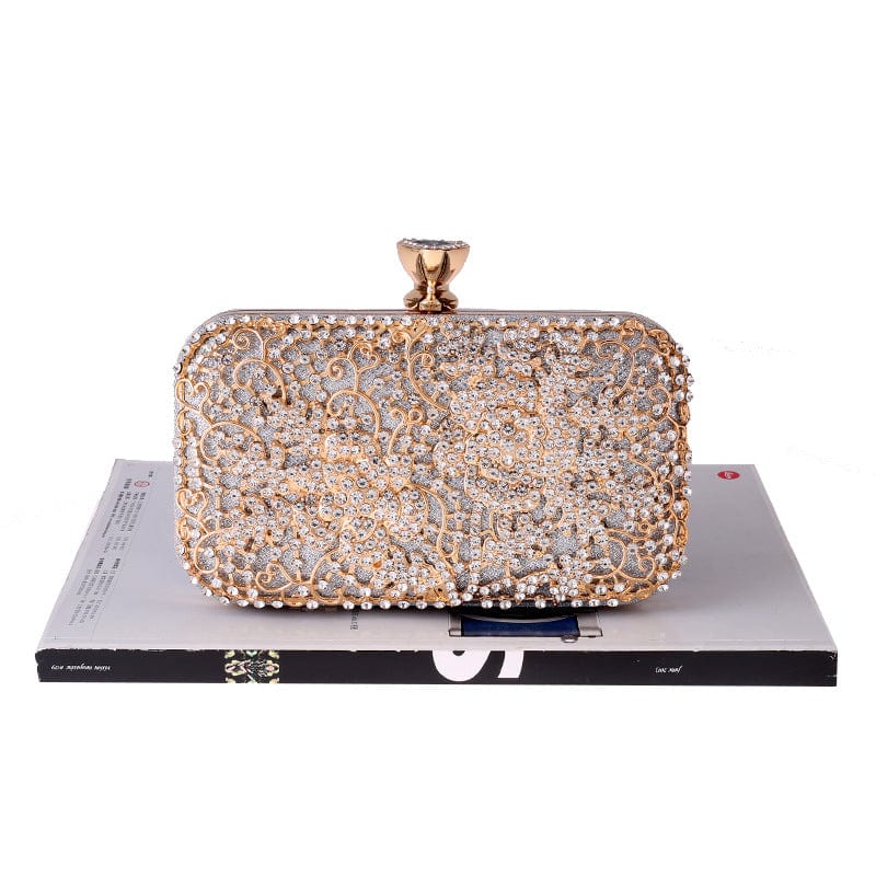 Elegant Crystal Hollow Out Metal Clutch Bag Ladies Purse - - Luxury bags by WAAMII