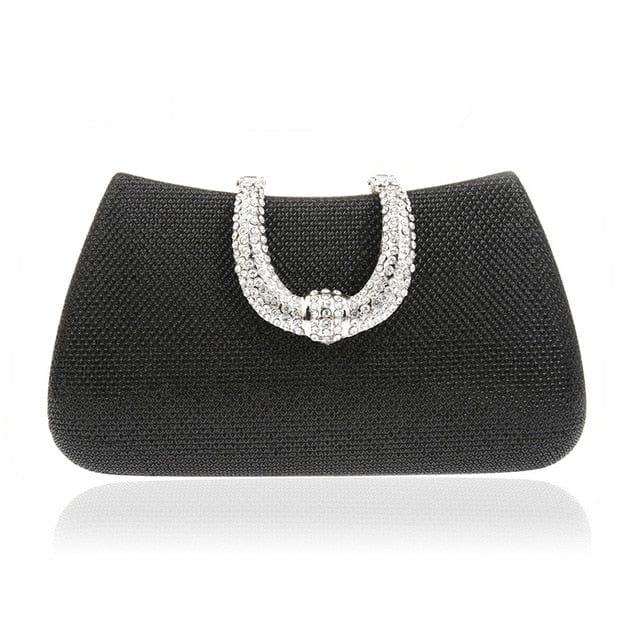 Elegant Diamond Clasp Glittery Clutch Purse - black - Luxury bags by WAAMII