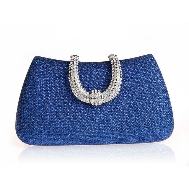 Elegant Diamond Clasp Glittery Clutch Purse - blue - Luxury bags by WAAMII