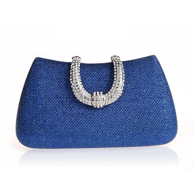 Elegant Diamond Clasp Glittery Clutch Purse bags WAAMII blue  