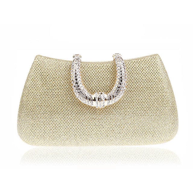 Elegant Diamond Clasp Glittery Clutch Purse - gold - Luxury bags by WAAMII