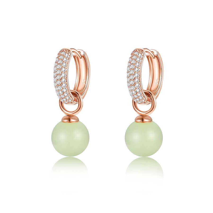 Elegant Gold-Tone Crystal Pearl Hoop Drop Earrings - Green - Luxury Jewelry by WAAMII