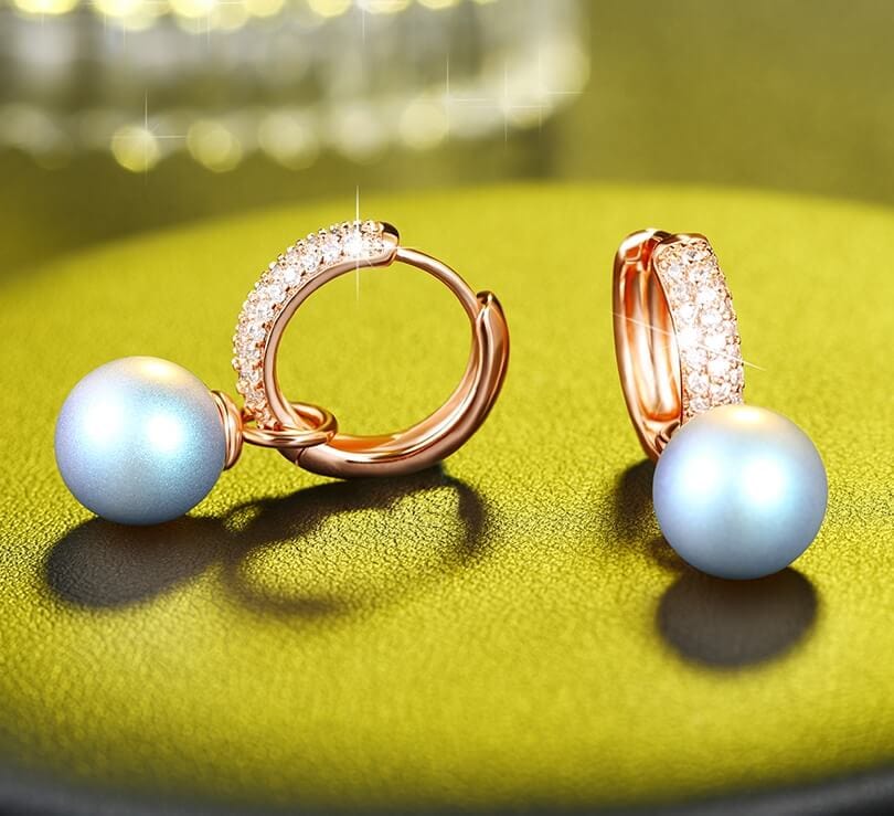 Elegant Gold-Tone Crystal Pearl Hoop Drop Earrings - - Luxury Jewelry by WAAMII