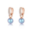 Elegant Gold-Tone Crystal Pearl Hoop Drop Earrings - Blue - Luxury Jewelry by WAAMII