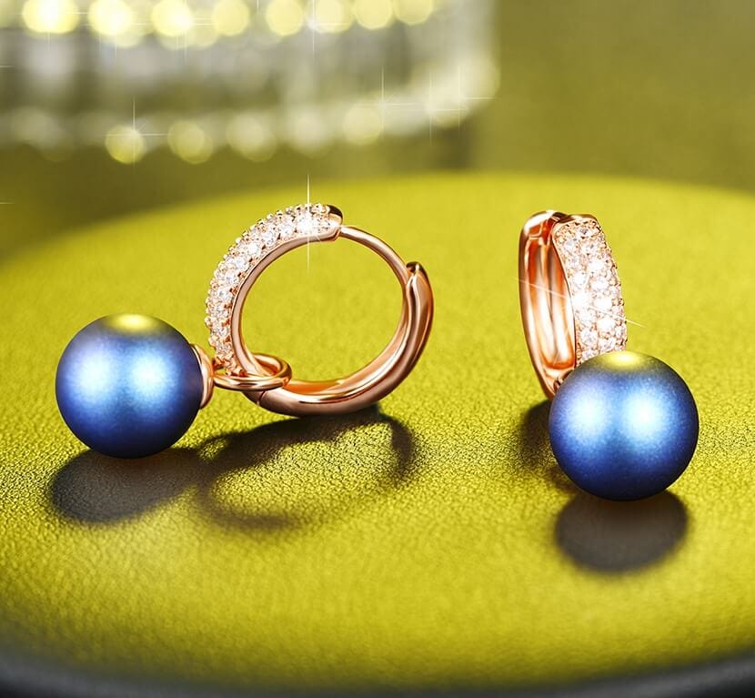 Elegant Gold-Tone Crystal Pearl Hoop Drop Earrings - - Luxury Jewelry by WAAMII