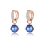Elegant Gold-Tone Crystal Pearl Hoop Drop Earrings - Dark Blue - Luxury Jewelry by WAAMII