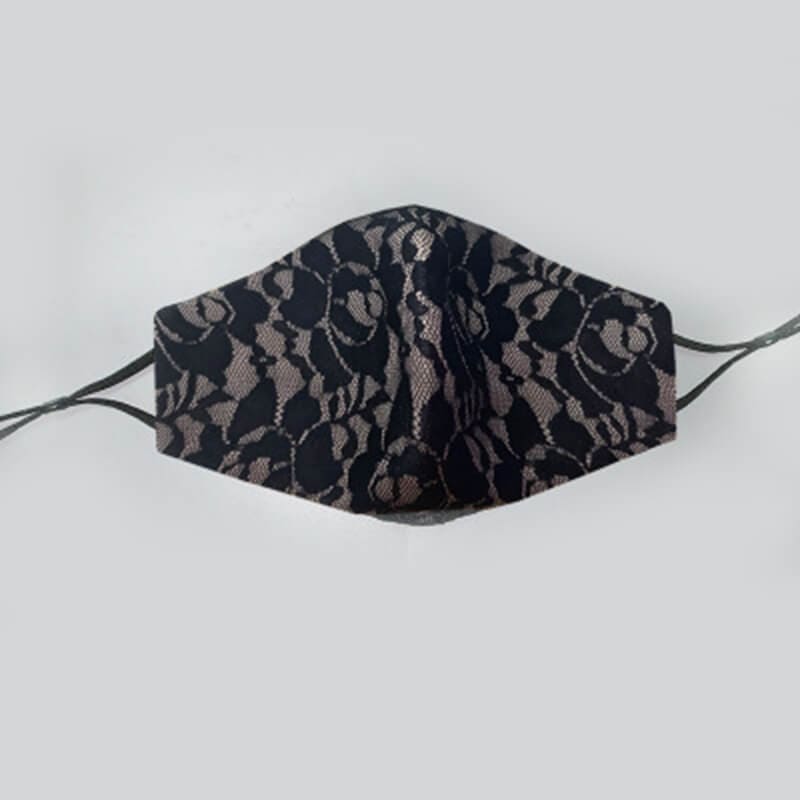 Embroidered Fabric Lace Face Mask-M11 - Black - Luxury Accessories by WAAMII