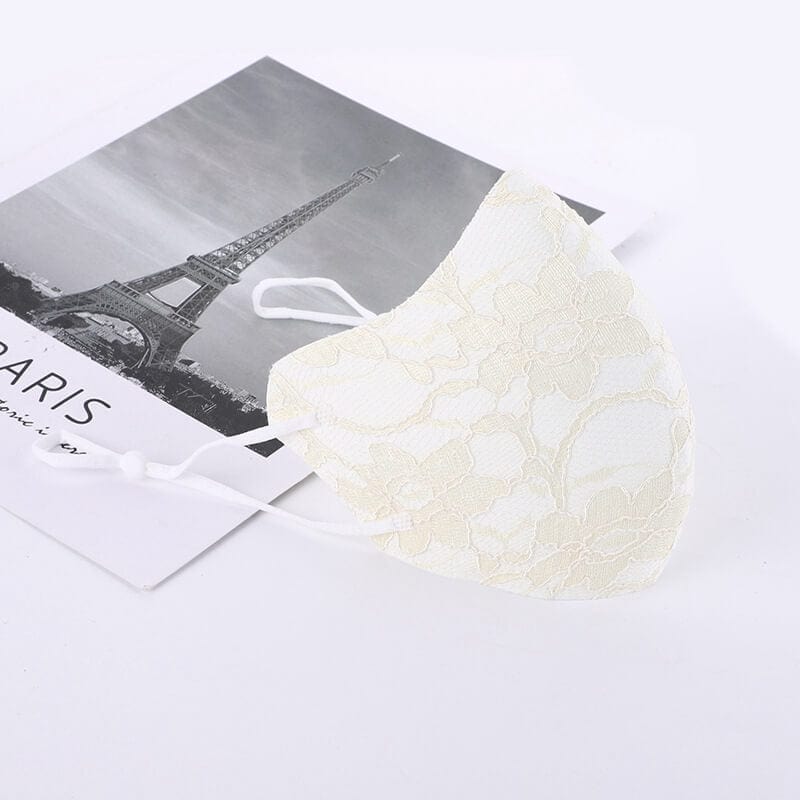 Embroidered Fabric Lace Face Mask-M22 - - Luxury Accessories by WAAMII