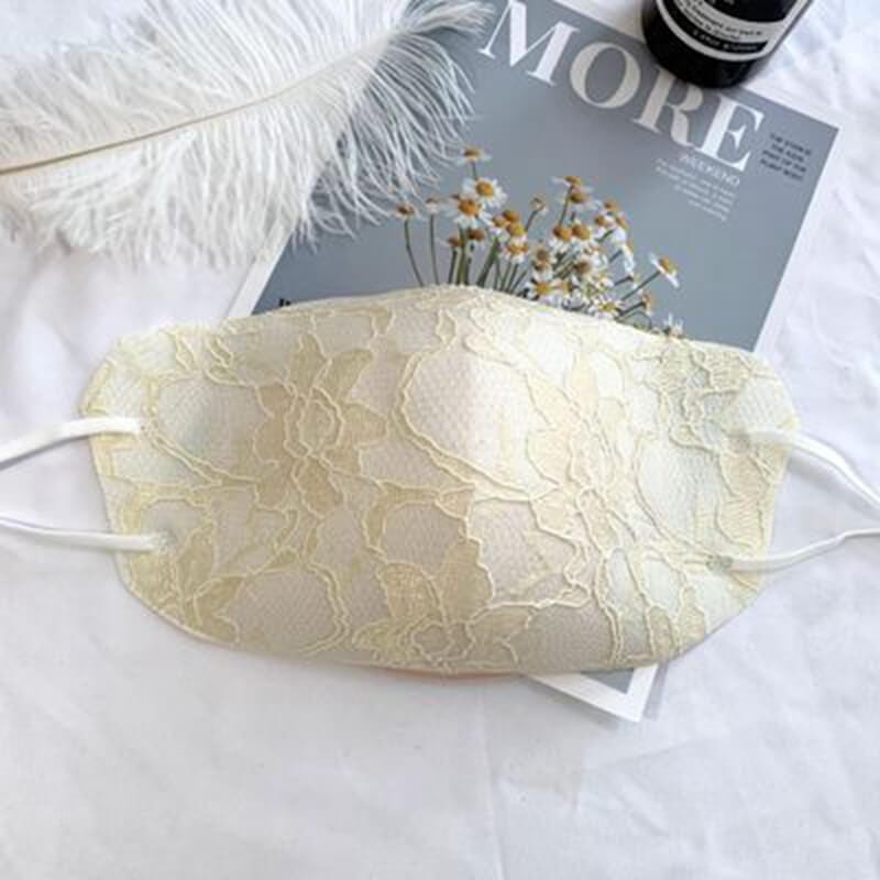 Embroidered Fabric Lace Face Mask-M22 - White - Luxury Accessories by WAAMII