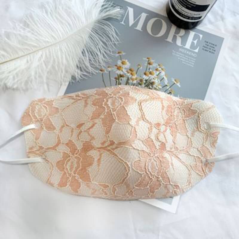 Embroidered Fabric Lace Face Mask-M22 - Pink - Luxury Accessories by WAAMII