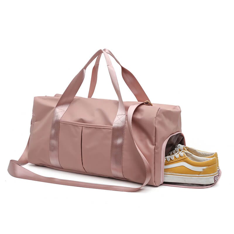 Essentials Dry Wet Separation Weekender Bag Gym Duffle Bag With Shoe Compartment-Pink,Black - - Luxury bags by WAAMII