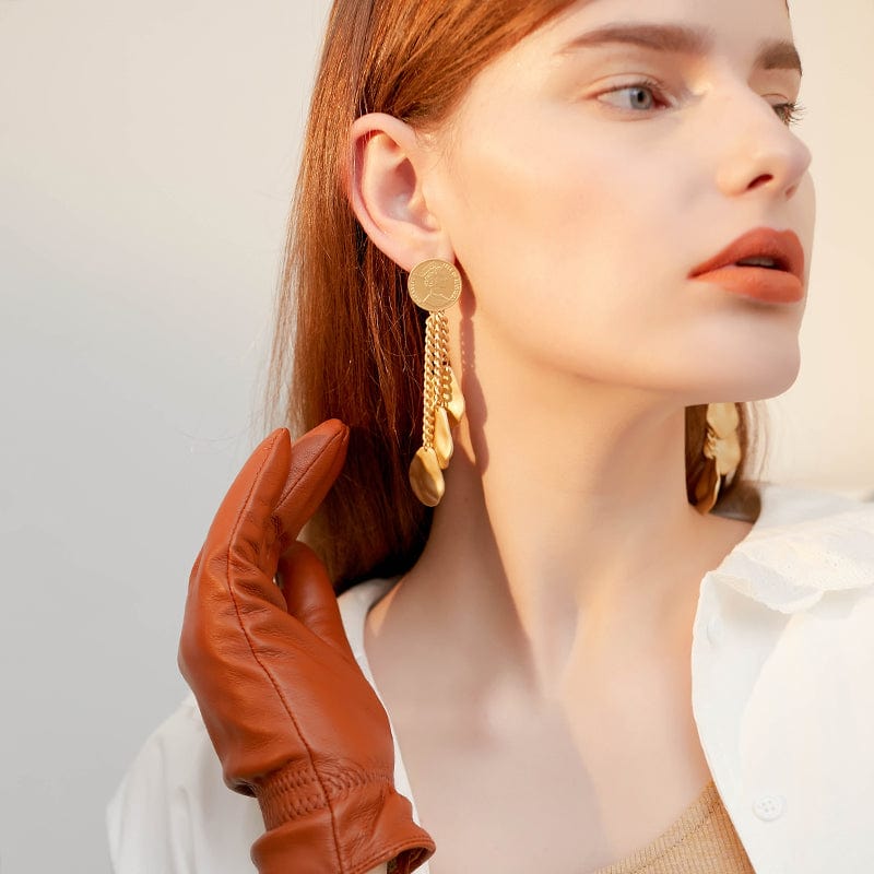 Ethnic Gold Slice Tassel Earrings - - Luxury Jewelry by WAAMII