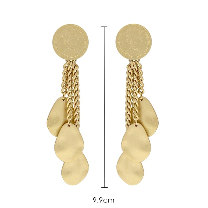 Ethnic Gold Slice Tassel Earrings - - Luxury Jewelry by WAAMII