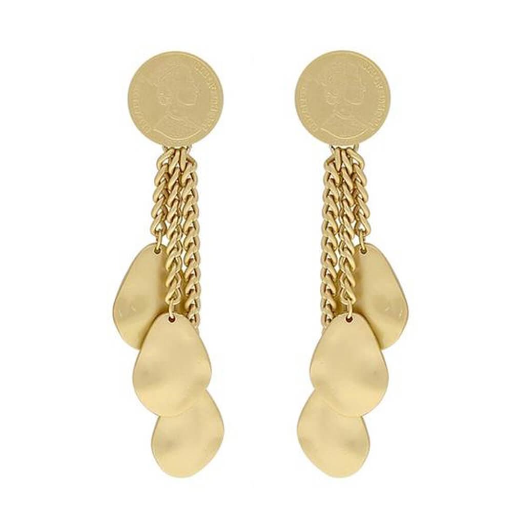 Ethnic Gold Slice Tassel Earrings - - Luxury Jewelry by WAAMII