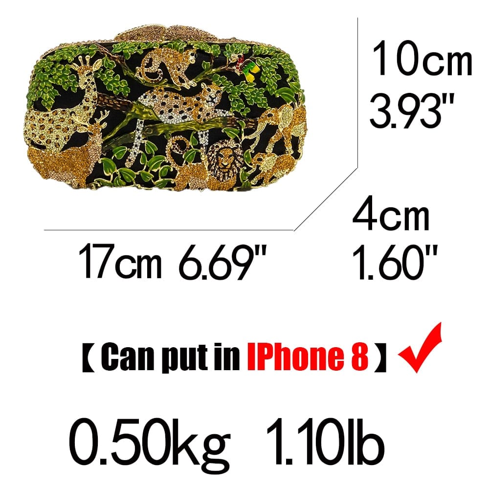 Fancy Crystal Animal Jungle Clutch Bag - - Luxury bags by WAAMII