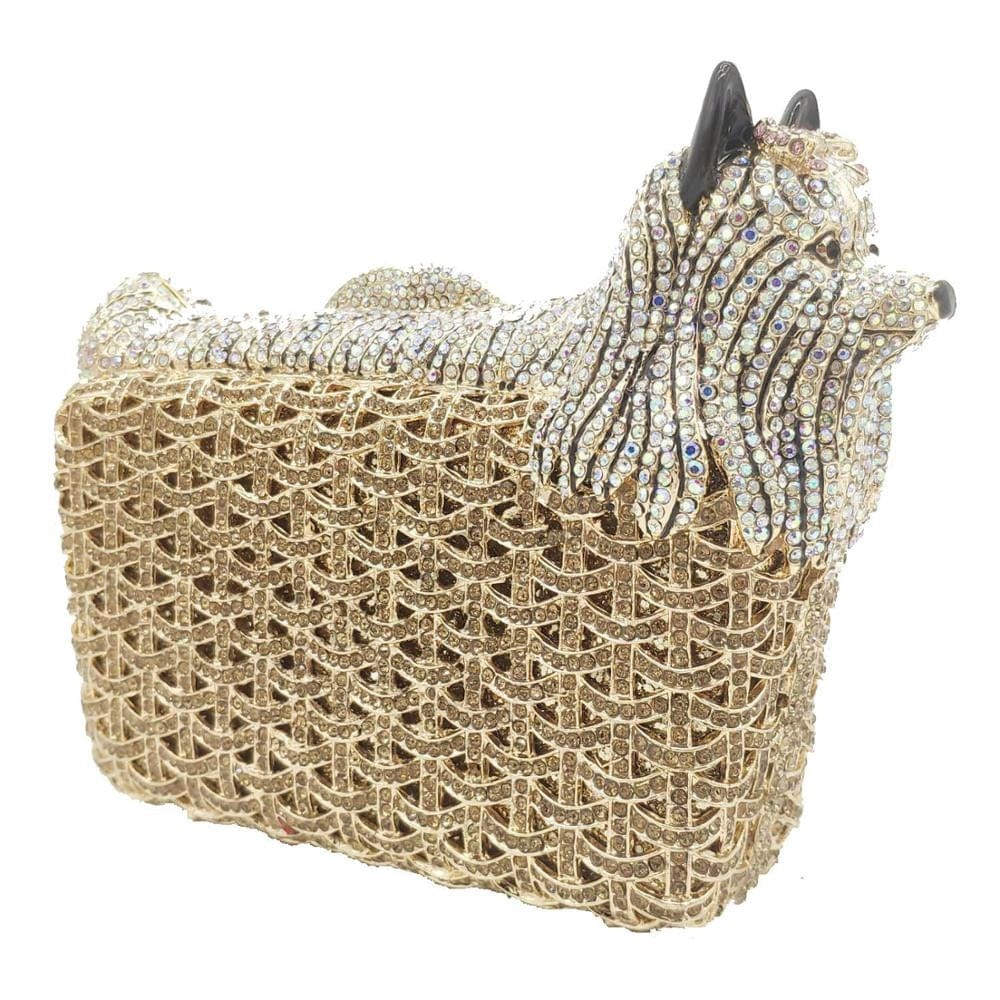 Full Crystal Doggy Puppy Clutch - - Luxury bags by WAAMII