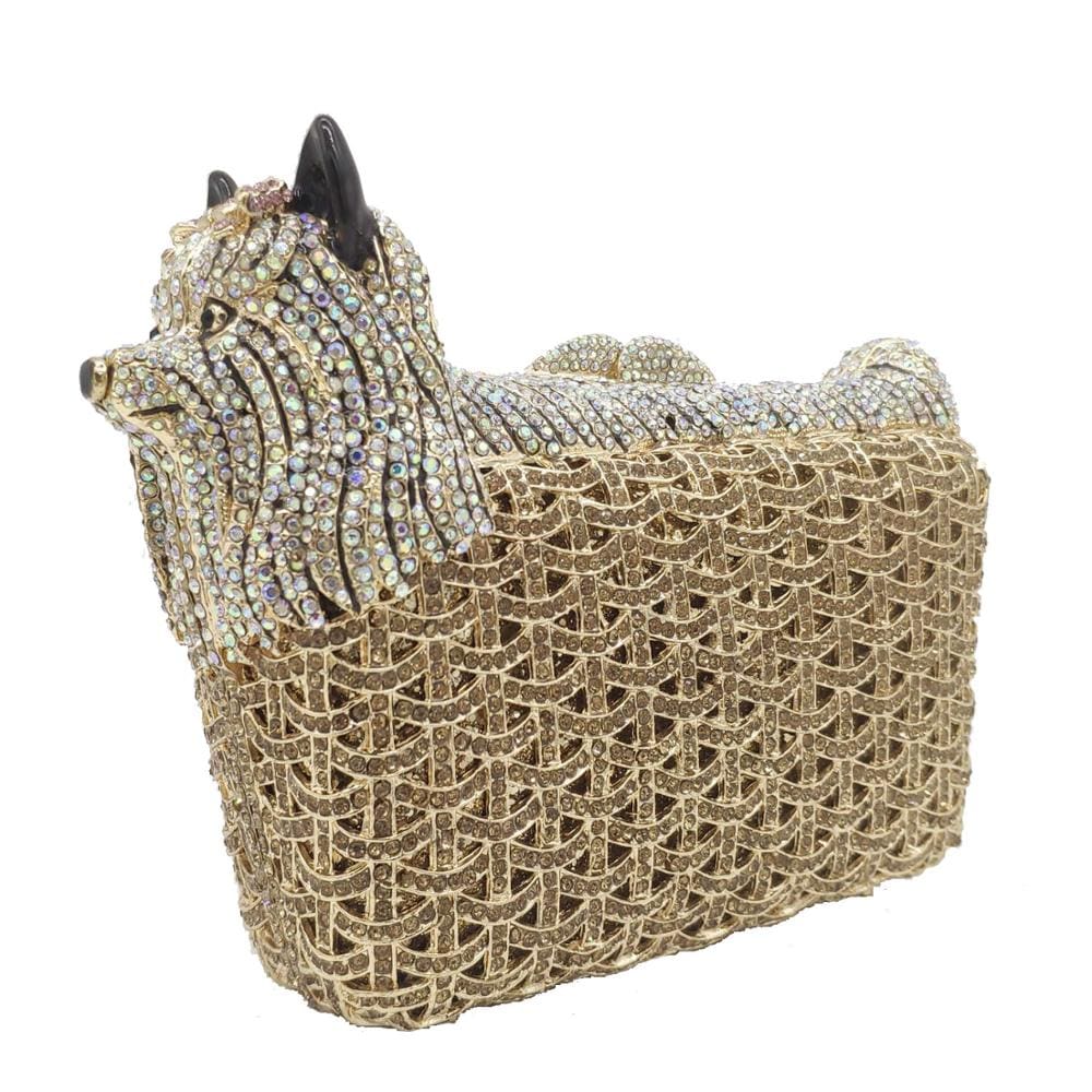 Full Crystal Doggy Puppy Clutch - 4 - Luxury bags by WAAMII