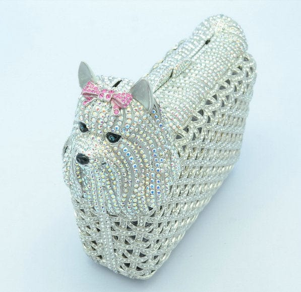 Full Crystal Doggy Puppy Clutch bags WAAMII