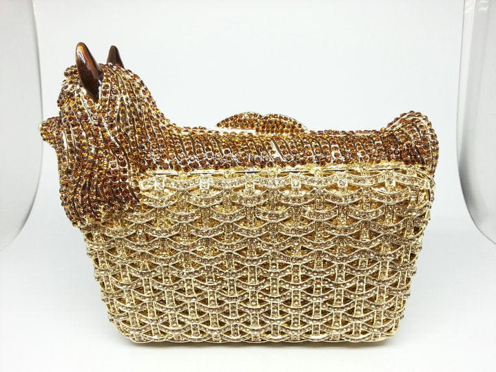 Full Crystal Doggy Puppy Clutch bags WAAMII