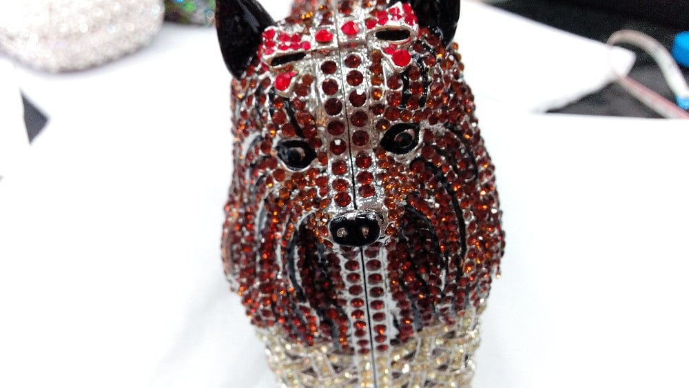 Full Crystal Doggy Puppy Clutch - - Luxury bags by WAAMII