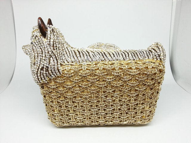 Full Crystal Doggy Puppy Clutch - 9 - Luxury bags by WAAMII