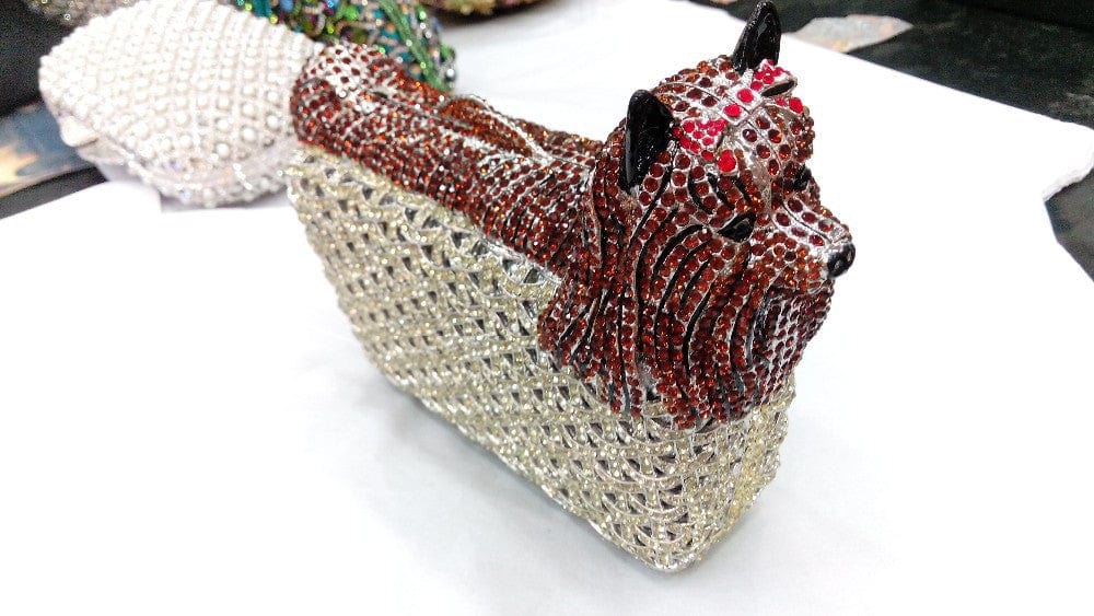 Full Crystal Doggy Puppy Clutch - - Luxury bags by WAAMII