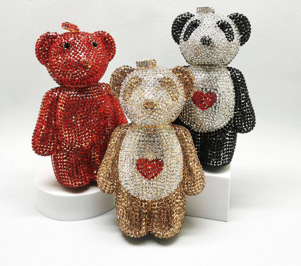 Full Diamond Love Bear Clutch Evening Purse - - Luxury bags by WAAMII