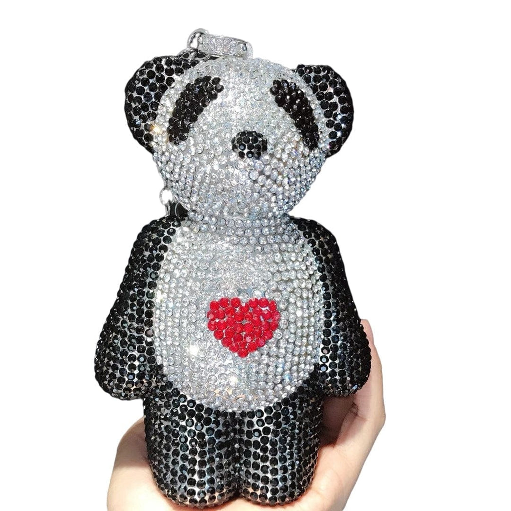 Full Diamond Love Bear Clutch Evening Purse - black - Luxury bags by WAAMII
