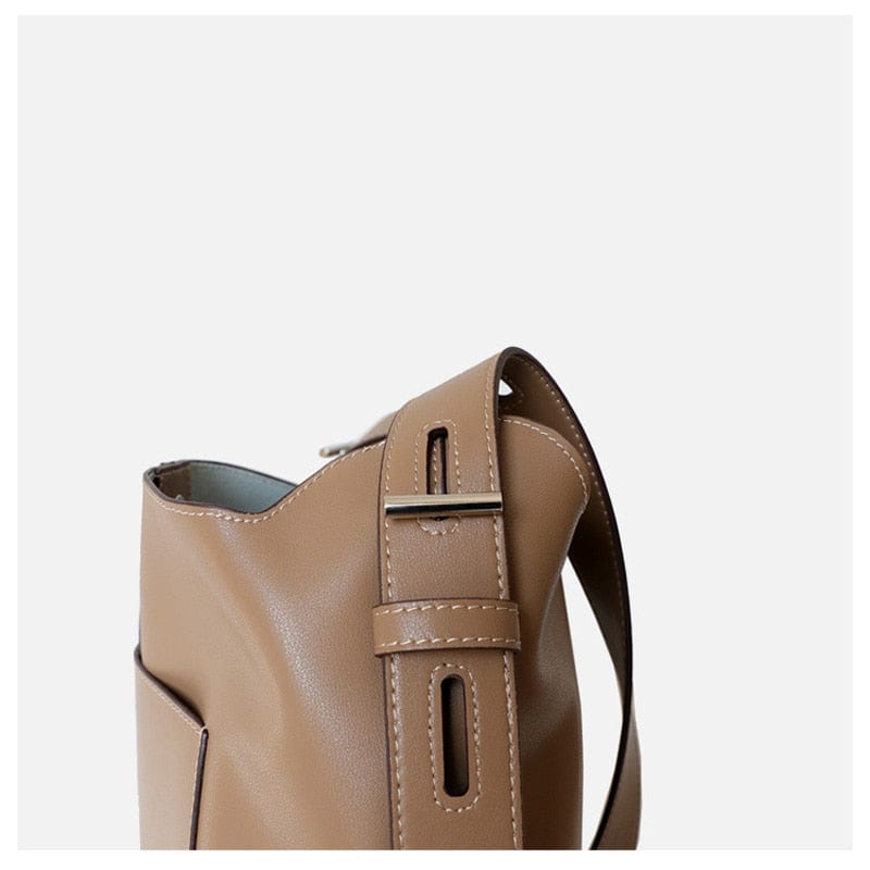 Genuine Leather Cowhide Hobo Bucket Bag-W5130 bags WAAMII   