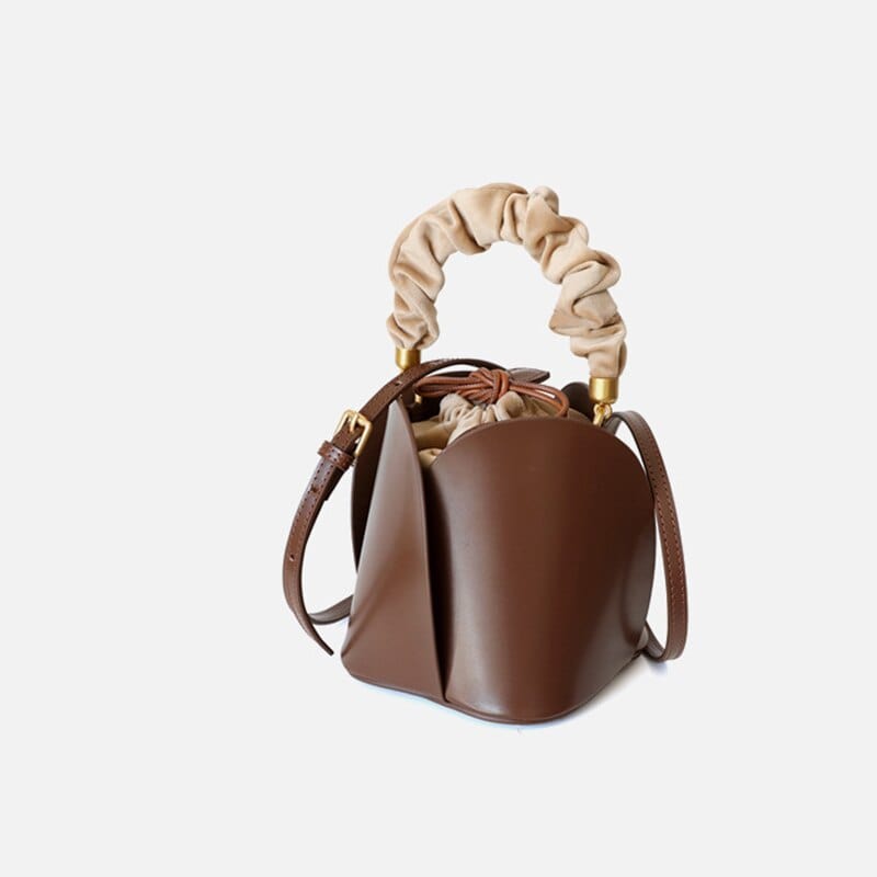 Genuine Leather Floral Bucket Crossbody Bag bags WAAMII   