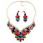 Geometric Waterdrop Crystal Flower Pendant Statement Necklace Earrings Jewelry Set Jewelry WAAMII Colorful  