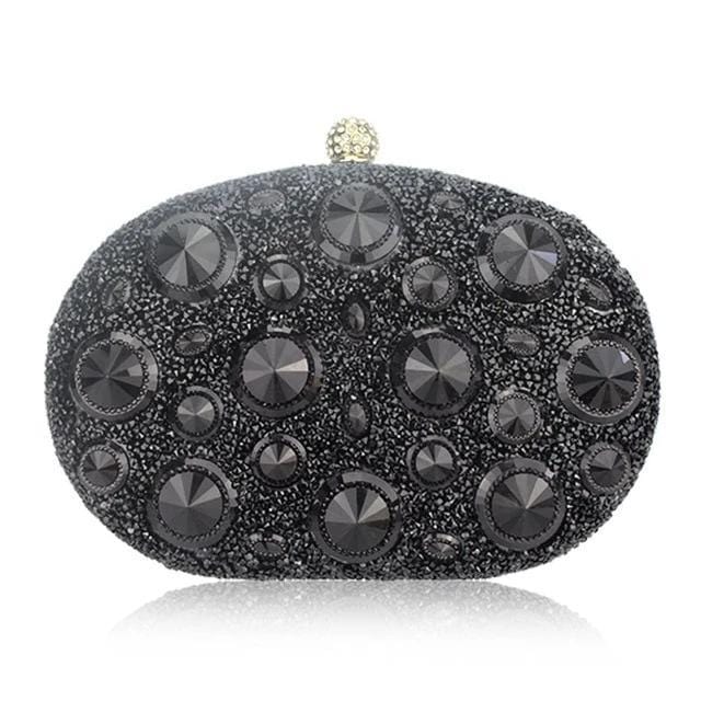 Giant Light Rhinestones Peafowl Clutch - black - Luxury bags by WAAMII