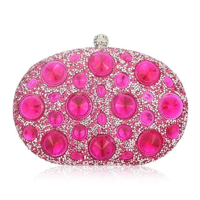 Giant Light Rhinestones Peafowl Clutch - pink - Luxury bags by WAAMII