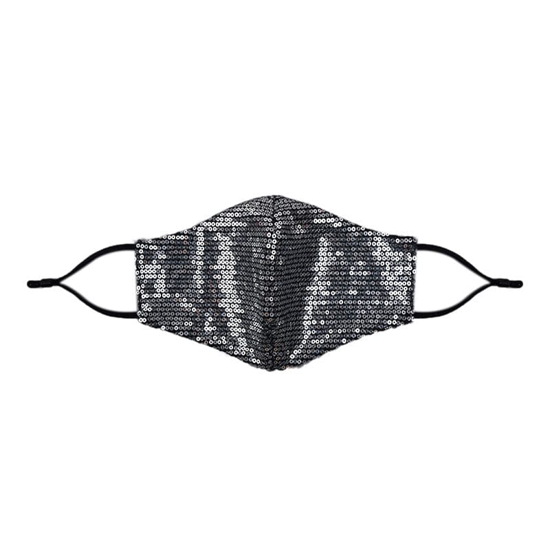 Glitter Sparkle Pattern Fashion Masks For Women-S77 Horizontal sequins-Multiple Colors - Black Silver - Luxury Accessories by WAAMII