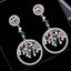 Glossy Silver-Plated Colored Stone Circle Drop Earrings - - Luxury Jewelry by WAAMII