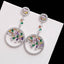 Glossy Silver-Plated Colored Stone Circle Drop Earrings - - Luxury Jewelry by WAAMII