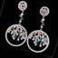 Glossy Silver-Plated Colored Stone Circle Drop Earrings - - Luxury Jewelry by WAAMII